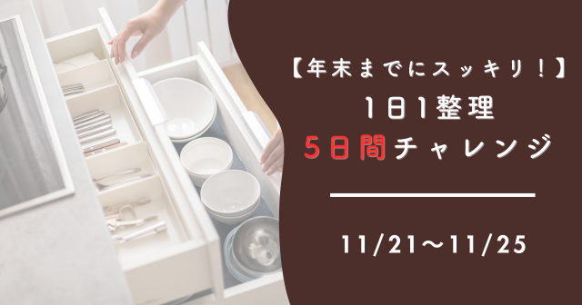 1日1整理5日間チャレンジ！11/21～　年末までにスッキリ！